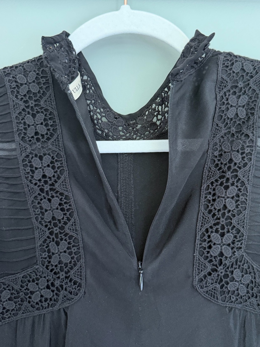 Ulla Johnson "Litsa" 100% Silk Lace High Neck Black Raven Sleeveless Top Blouse - Picture 12 of 17